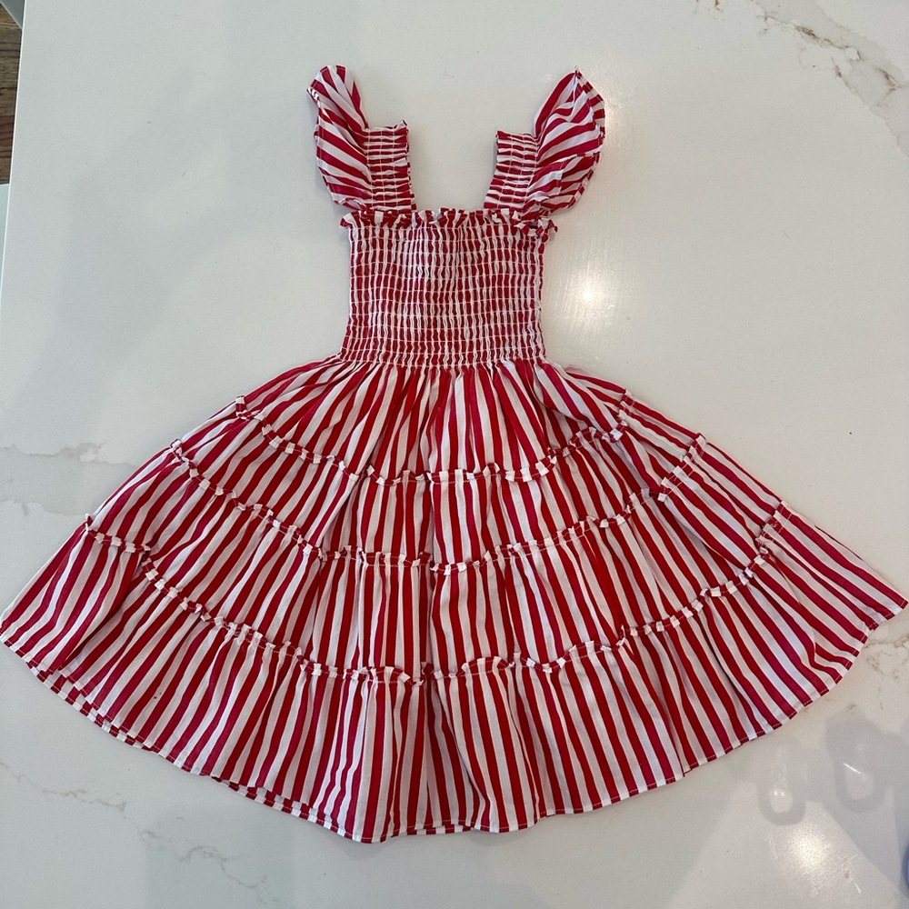 Hill House Red and White Stripe Girls Nap Dress